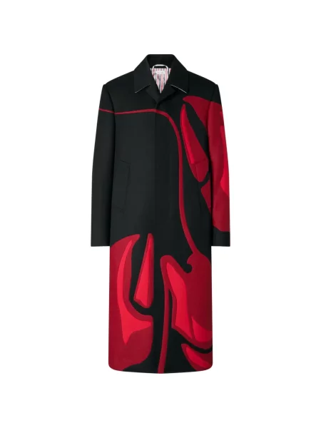 Palton Thom Browne din țesătură twill negru