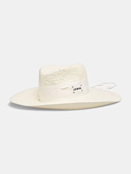 LE SH KA headwear pleteni šešir sa širokim obodom za žene SEASHEEL LONDON bež