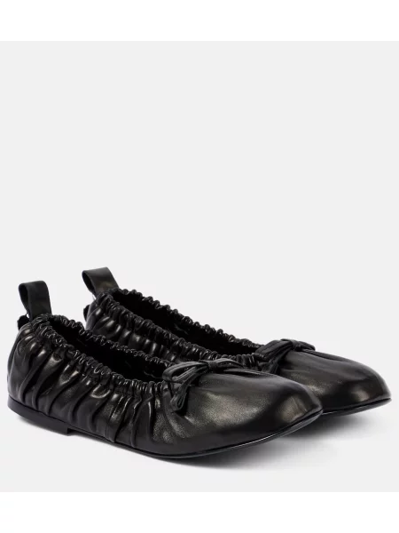 Balerini Acne Studios cu funde din piele negru