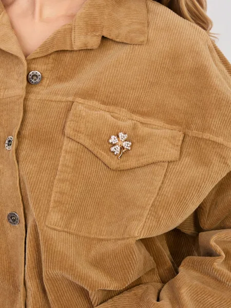 Kurtka skórzana Rue Paris brązowa