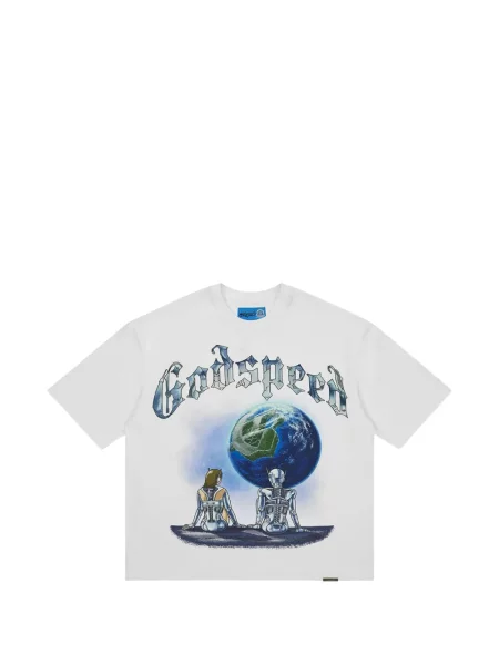 Tricou Godspeed cu imagine alb