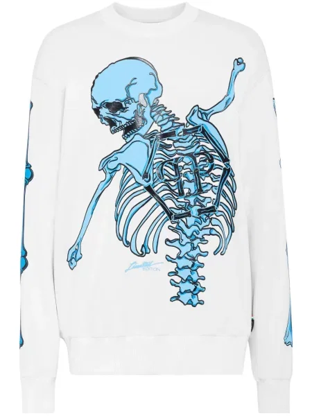 Hanorac Philipp Plein cu imagine alb