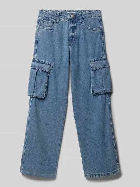 Jeansy cargo o kroju baggy fit z wpuszczanymi model ‘RYAN’ Name It niebieskie