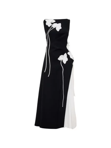 Rochie maxi Acler cu model floral cu aplicații negru
