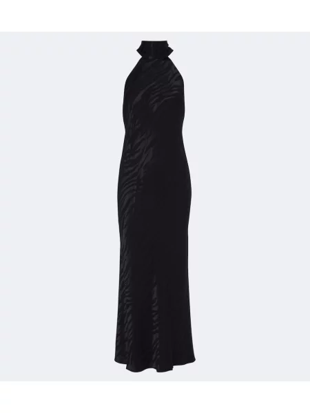 Rochie midi Rixo din satin cu spatele deschis negru