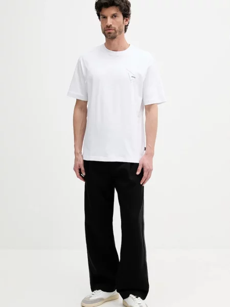 BOSS Majica Relaxed Fit bela