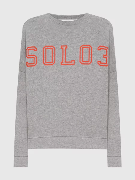 Меланжевий світшот з принтом Solotre сірий