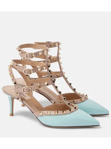 Usnjene lakirane klasične salonarji Valentino Garavani modra