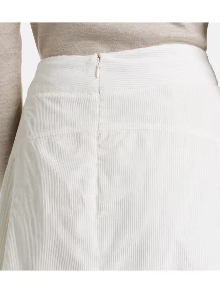 Fustă midi Gabriela Hearst de catifea cord alb