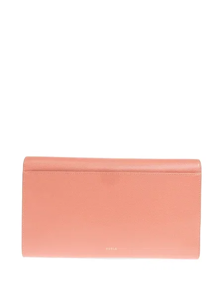 Kožené psaníčko Furla s autogramem růžové