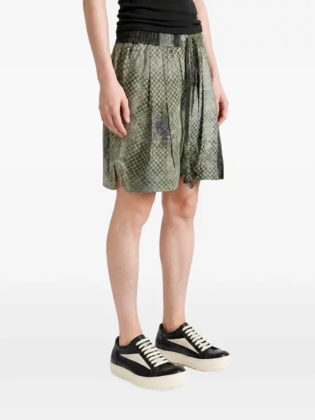 Pantaloni scurți Ziggy Chen de mătase verde