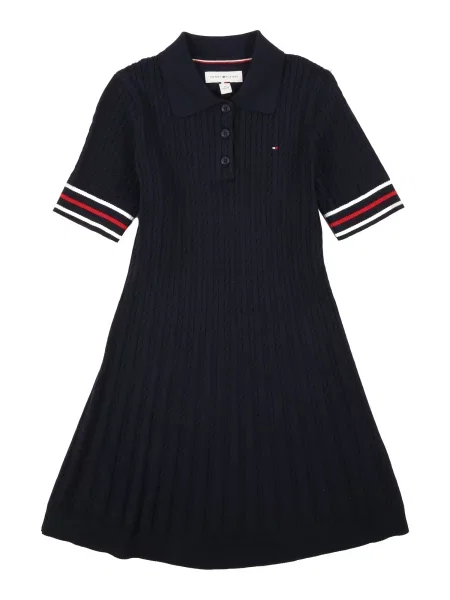 Tommy Hilfiger Pletené Polo Šaty tmavě modrá bílé