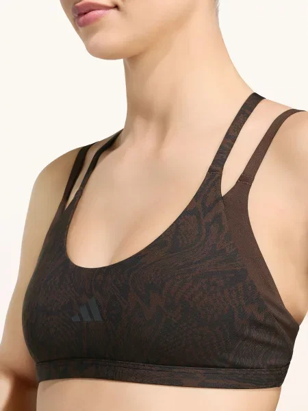 Podprsenka adidas Optime Workout Snake Strappy Light Support Bra Aurora Coffee/ Black XS hnědá