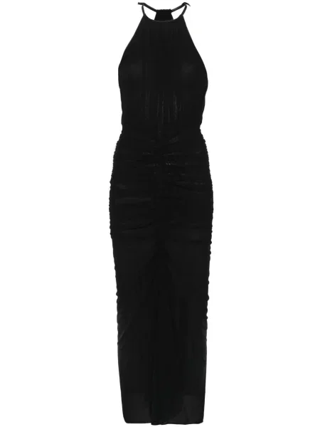 Rochie maxi Mugler cu volane negru