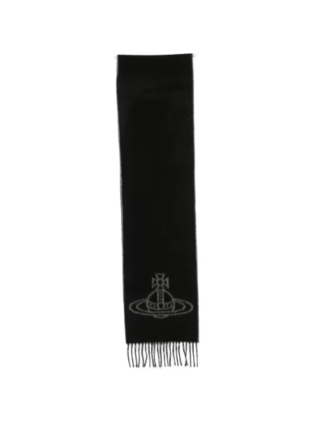 Fular Vivienne Westwood cu broderie negru