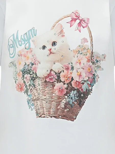 Tricou Msgm cu model floral alb