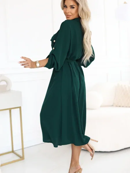 Rochie tip cămașă Numoco Basic până la genunchi de costum alb