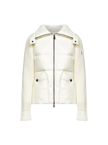 Pikowany kardigan Moncler wełniany beżowy