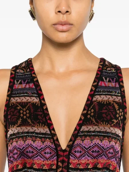 Rochie Cecilia Prado cu decolteu în V cu imprimeu geometric de costum roz