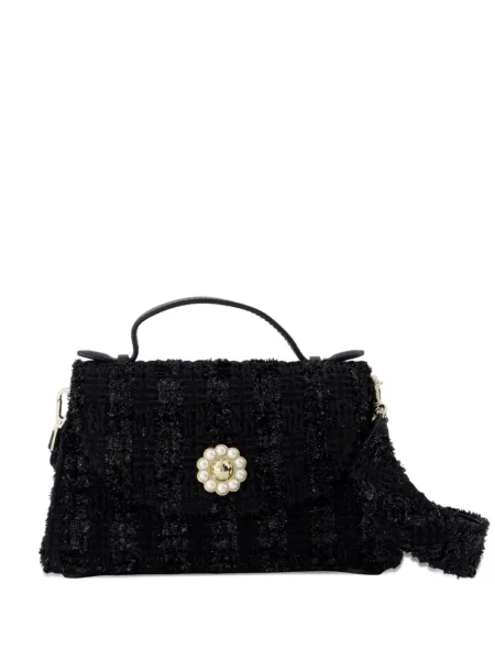 Geantă Simone Rocha cu perle din tweed negru