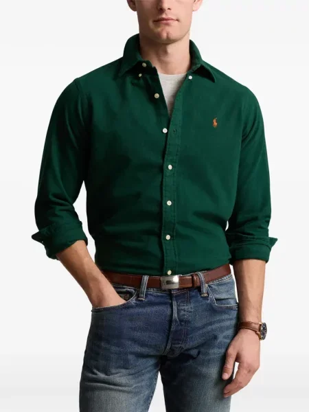 Tricou polo Polo Ralph Lauren cu glugă cu blană cu broderie roșu