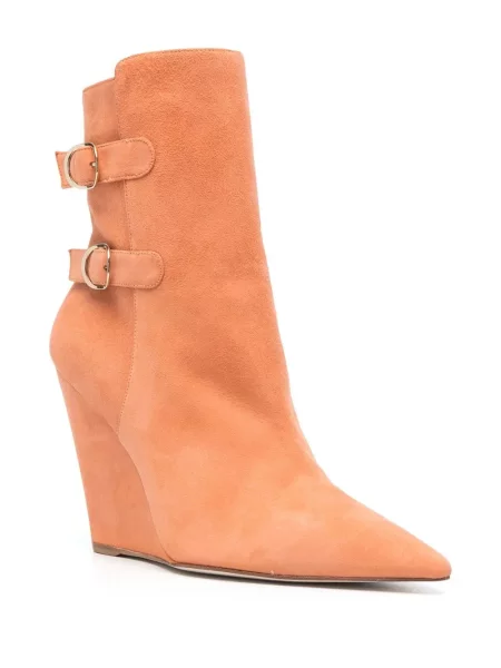 Zomšinės auliniai batai Stuart Weitzman su sagtimis oranžinė