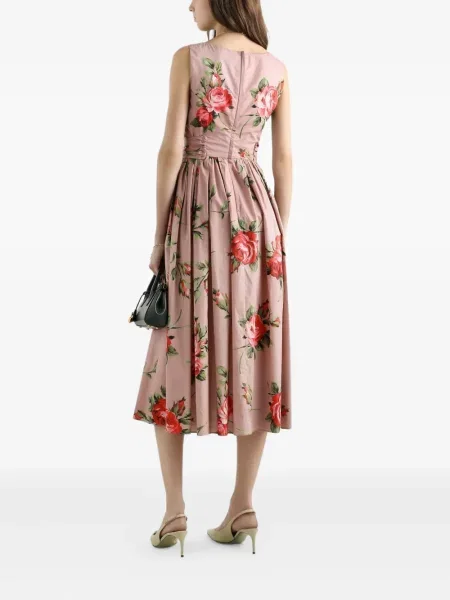 Gėlėtas raštuotas kostiumas suknele Dolce & Gabbana rožinė