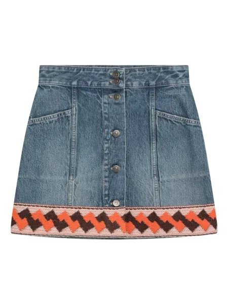 Lniana mała mały spódnica mini Valentino Garavani niebieska