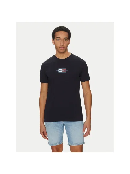 Tommy Hilfiger Póló Flag Box Regular Fit sötétkék