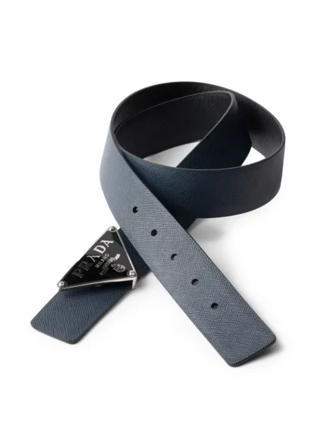 Cu centură reversibil curea Prada din piele albastru