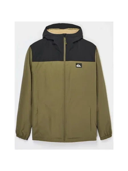 Kurtka z kapturem Quiksilver Overcast 3K Warm oliwkowozielony S czarny