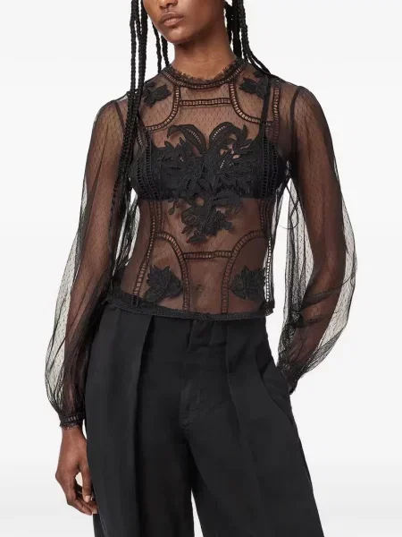 Bluză Allsaints cu model floral negru