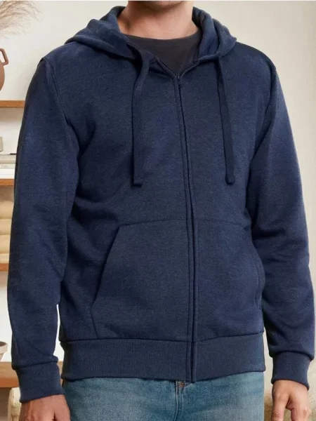 Sinsay Základní rozepínací mikina s kapucí a námořnická modrá