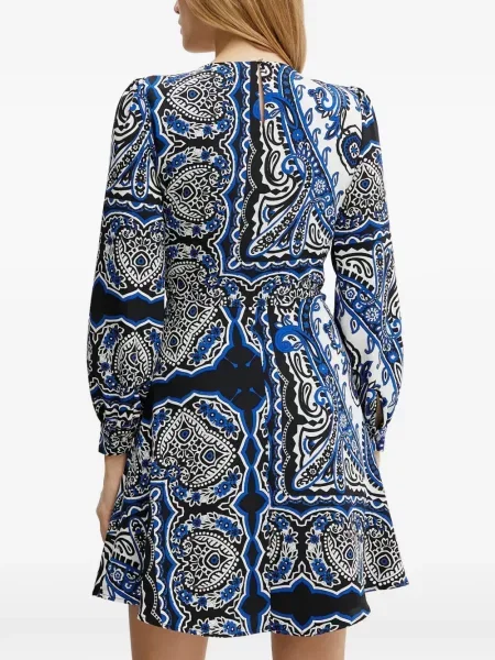 Lung rochie mini Morgan cu imagine cu model paisley negru