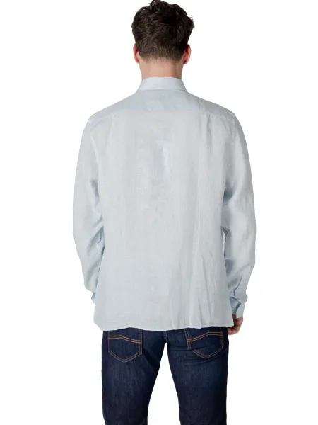 Lněná košile Lacoste modrá