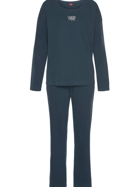 S.Oliver Pijama albastru închis alb