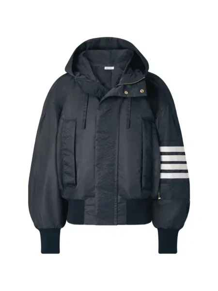Geacă Thom Browne cu glugă albastru