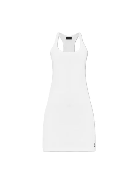 Sukienka bez rękawów Dsquared2 bez rękawów biała