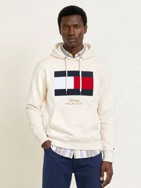 Tommy Hilfiger Mikina S Kapucí režná tmavě modrá červená