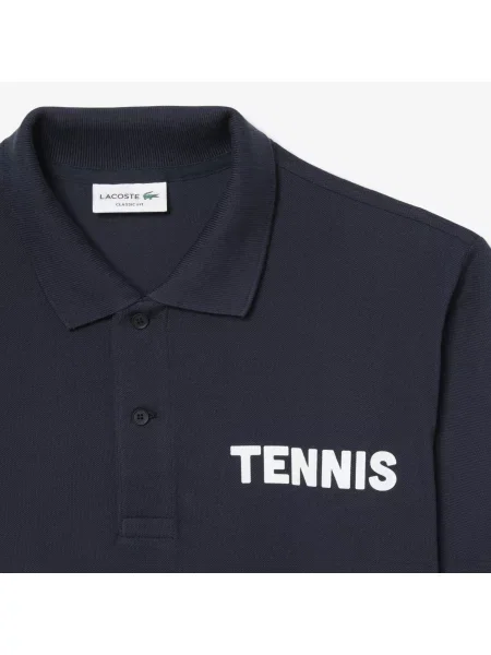 Lacoste Koszulka Polo O Kroju Classic Fit Z Nadrukiem Z Piki Petit Piqué czarny