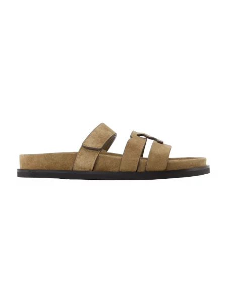 Klapki Tory Burch zamszowe szare