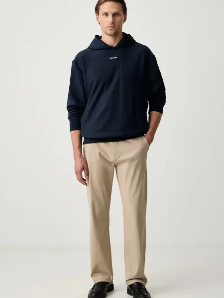 Calvin Klein pulover s kapuco z bombažem modra