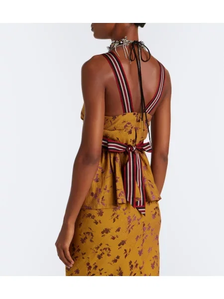 Top Dries Van Noten cu model floral galben