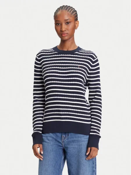 Tommy Hilfiger Megztinis Fine Tamsiai mėlyna