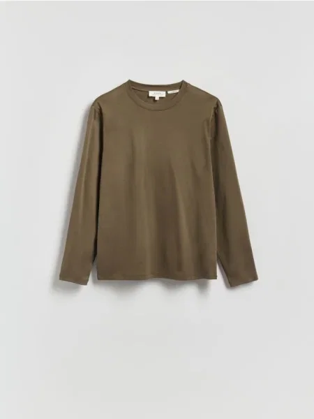 Reserved Tricou cu mânecă lungă și conținut ridicat de mercerizat verde