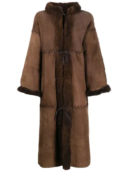 Ovčí kůže kabát z ovčí kůže Christian Dior Pre-owned po kolena hnědý