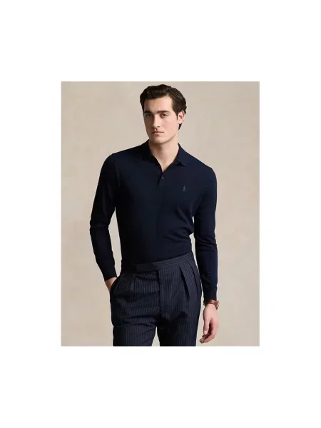Sweter w kroju regular fit z czystej wełny Polo Ralph Lauren granatowy