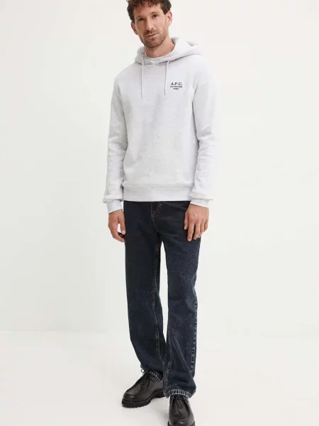 Кофта A.P.C. hoodie standard rue madame GOTS з капюшоном меланж сірий