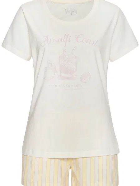 VIVANCE Pijama galben / roz / lână alb