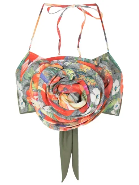 Top Amir Slama cu model floral verde